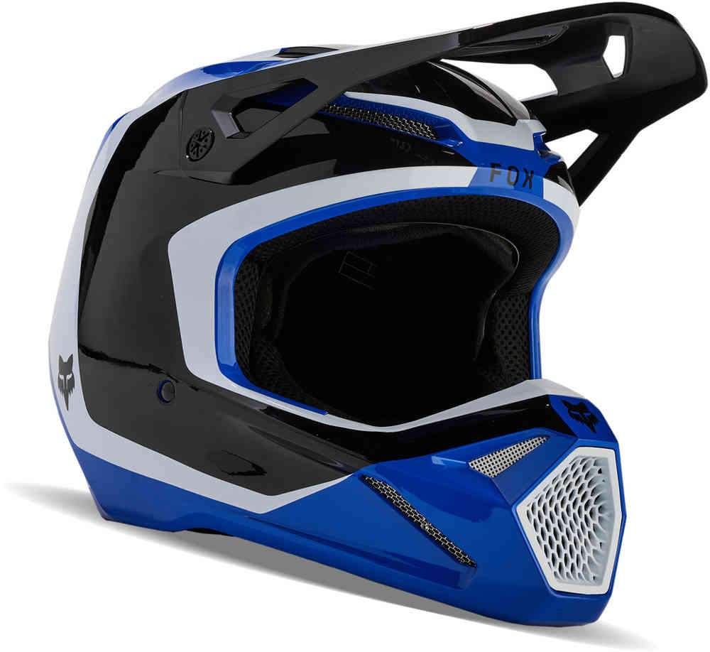 Молодежный шлем для мотокросса V1 Nitro MIPS FOX, черный/белый/синий фотографии