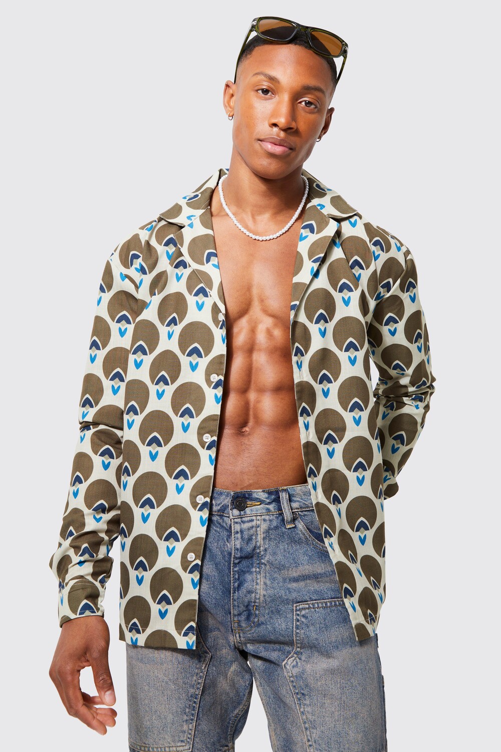 

Рубашка revere slub с длинным рукавом Boohoo, коричневый