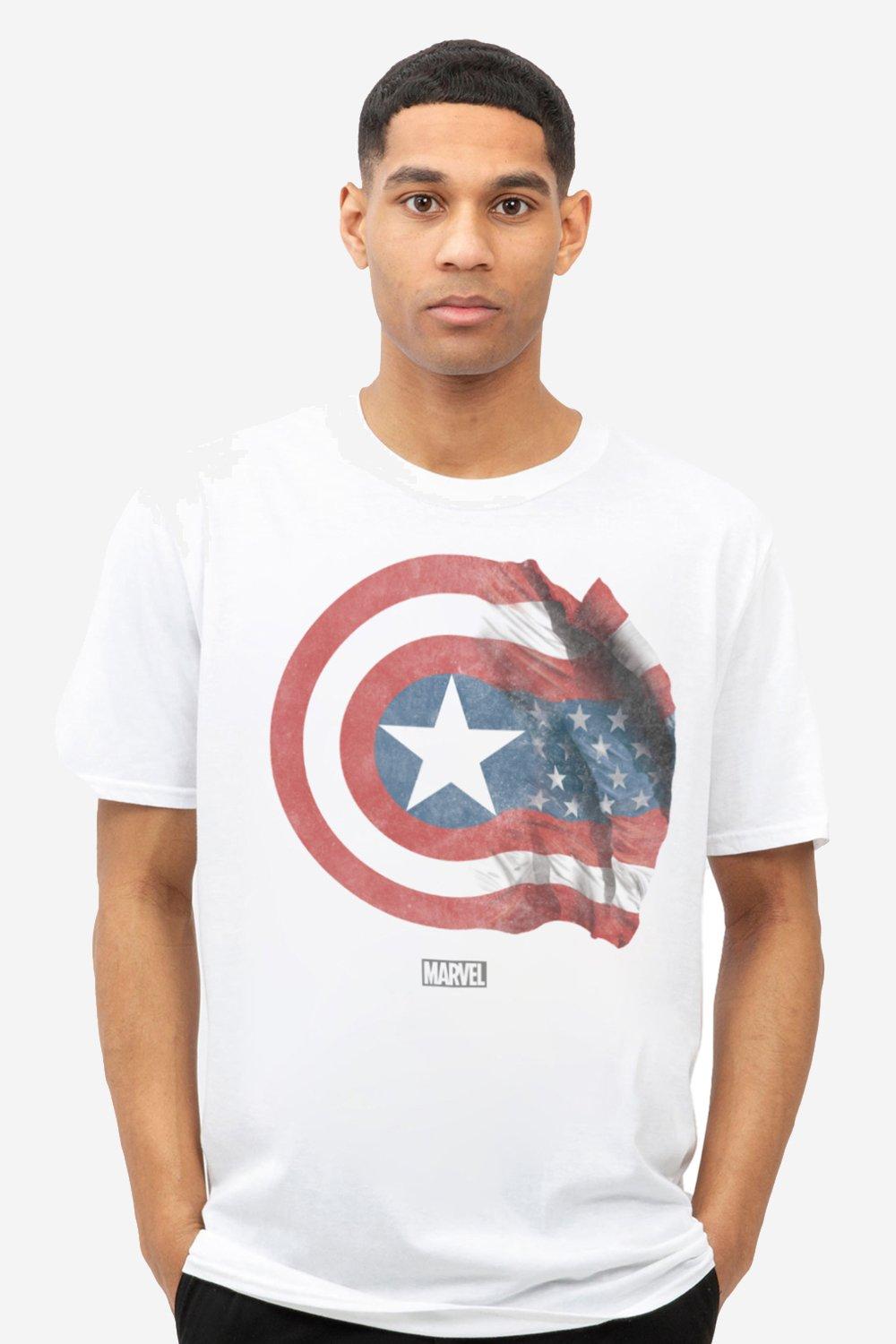 Футболка с флагом Капитана Америки Marvel, белый