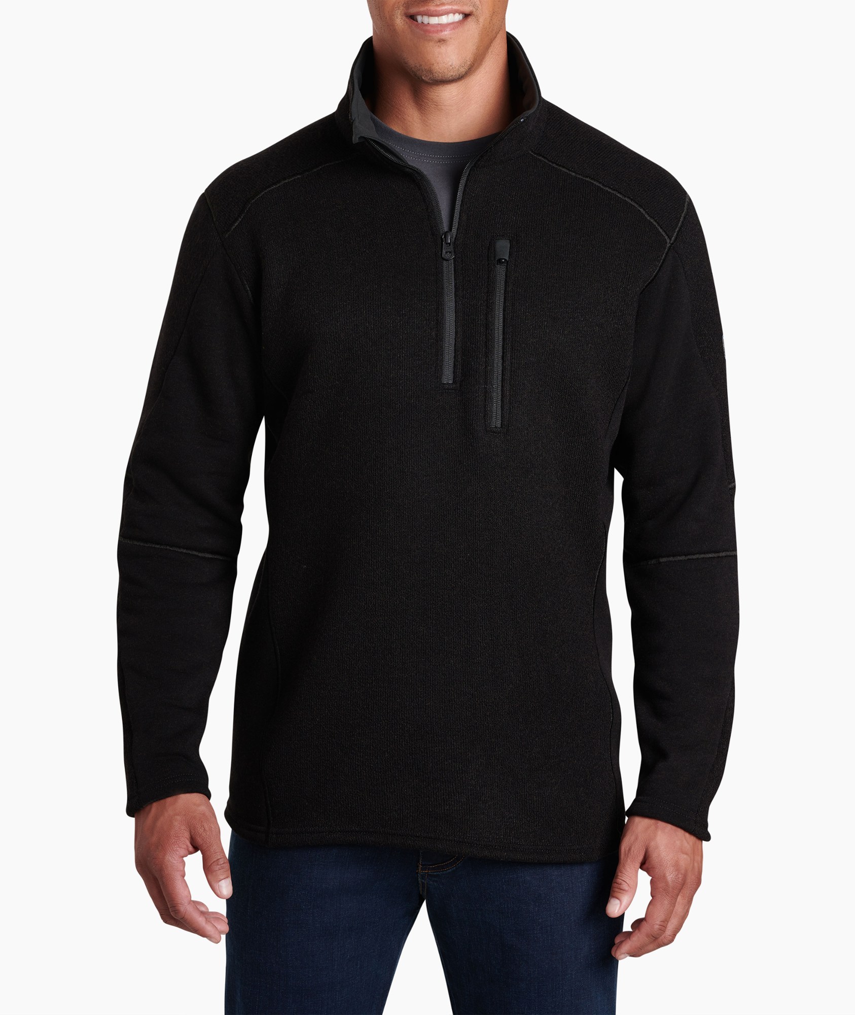 Флисовый свитер Interceptr с молнией в четверть — мужской KUHL, черный ударный жилет мужской kuhl цвет espresso