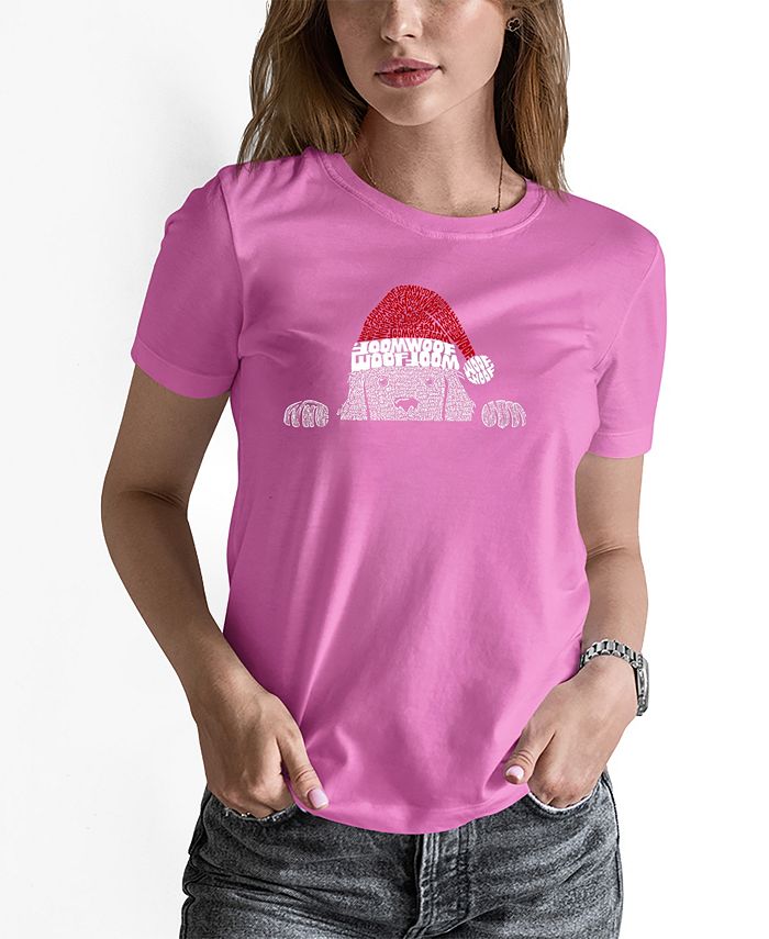 Женская футболка с короткими рукавами и надписью «Рождественская выглядывающая собака» LA Pop Art, розовый re pa чехол накладка artcolor для oppo reno5 lite с принтом собака в смешной шапке