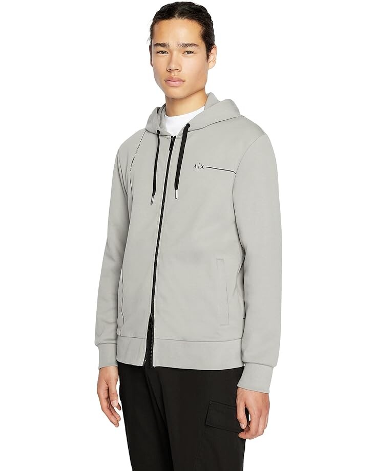 

Толстовка Armani Exchange Cotton Zipper Logo, цвет Zinc