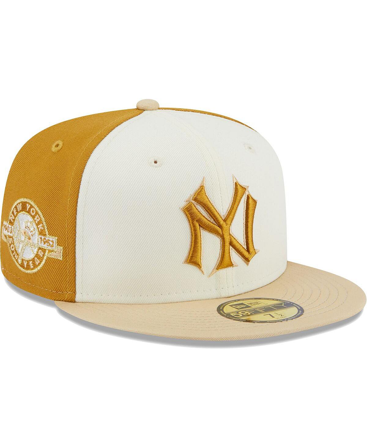 Мужская кремовая, золотая кепка New York Yankees Chrome Anniversary 59FIFTY. New Era