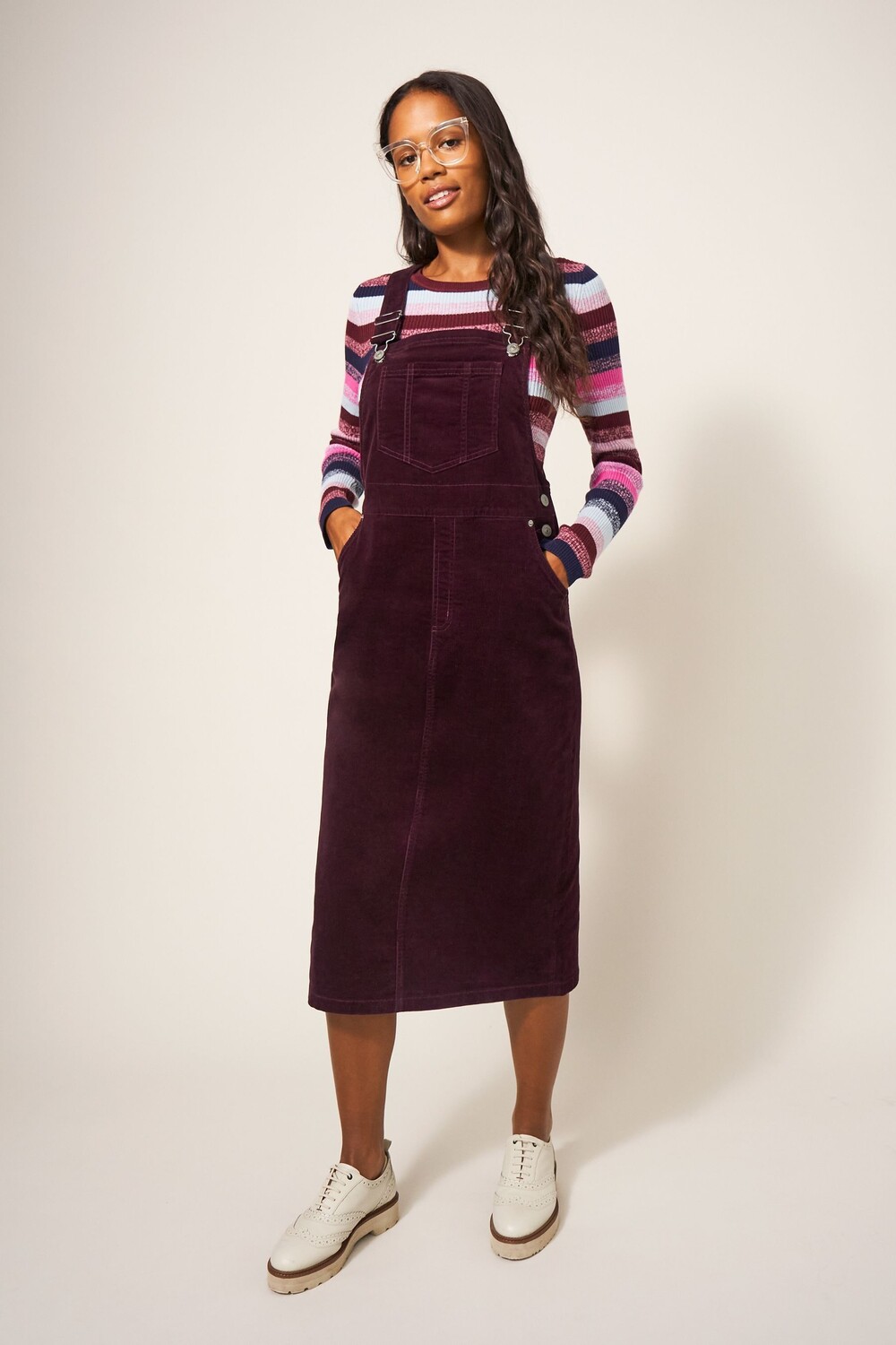 

Вельветовое платье миди Emmie из натурального хлопка White Stuff, фиолетовый