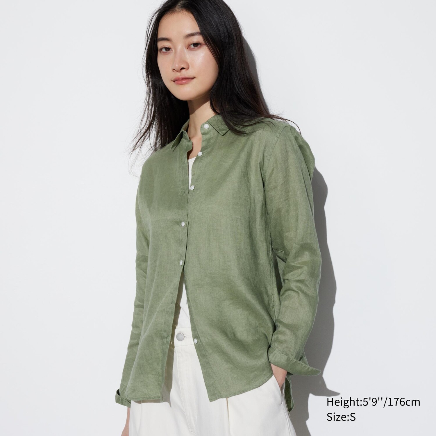 

Рубашка UNIQLO льняная, хаки