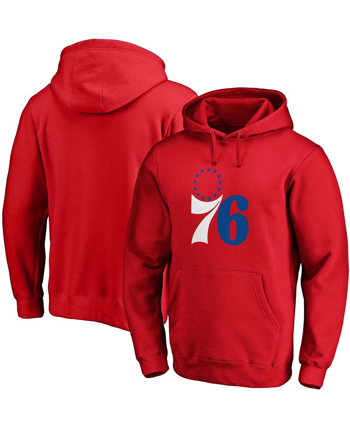 

Мужской красный пуловер с капюшоном и логотипом Philadelphia 76ers Primary Team Fanatics