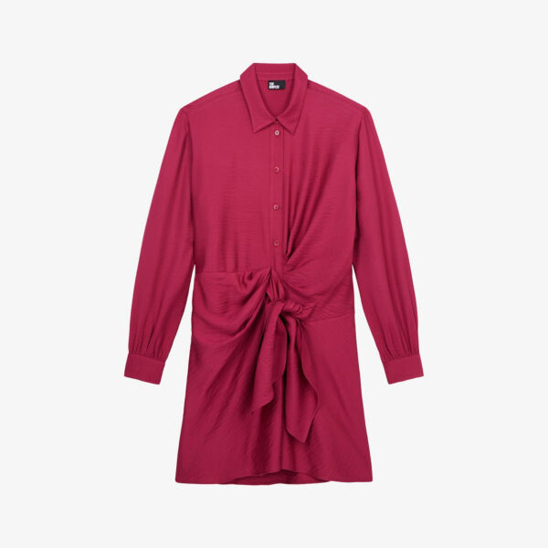 

Тканое мини-платье с завязками и драпировкой The Kooples, цвет raspberry