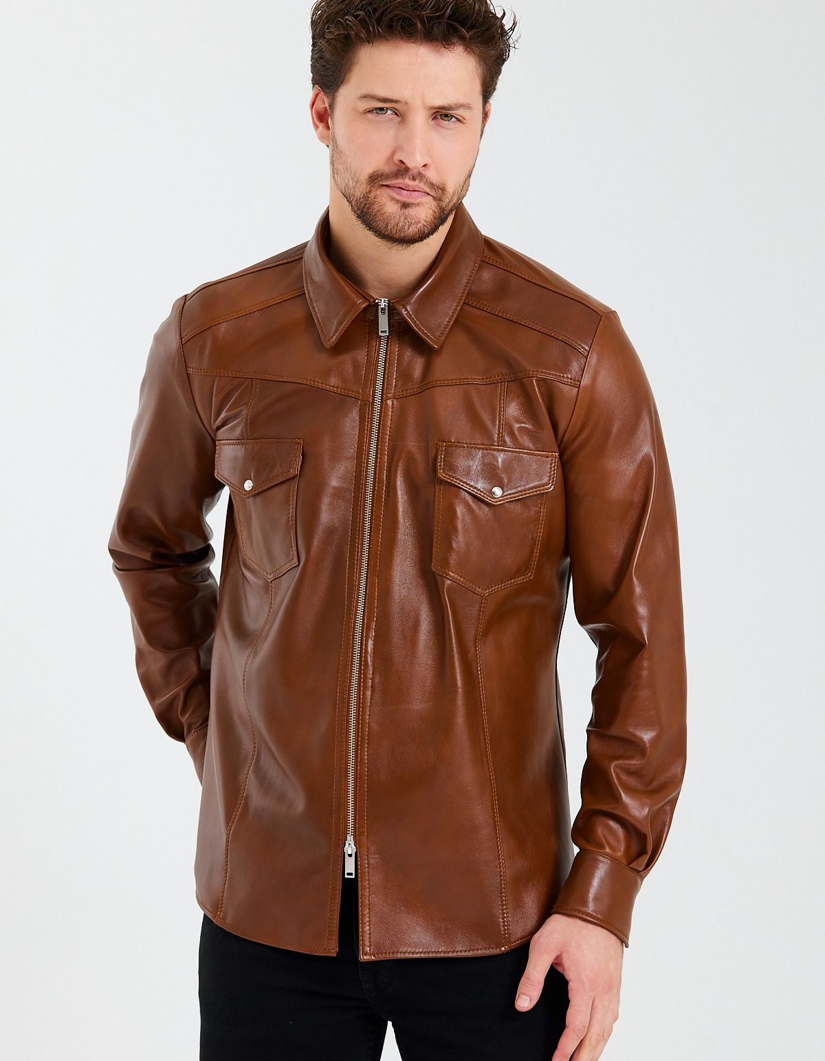 Кожаная куртка Ron Tomson, коричневый