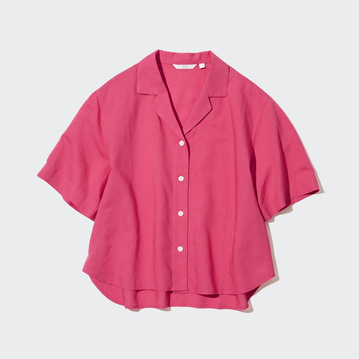 

Рубашка UNIQLO льняная с открытым вырезом, розовый
