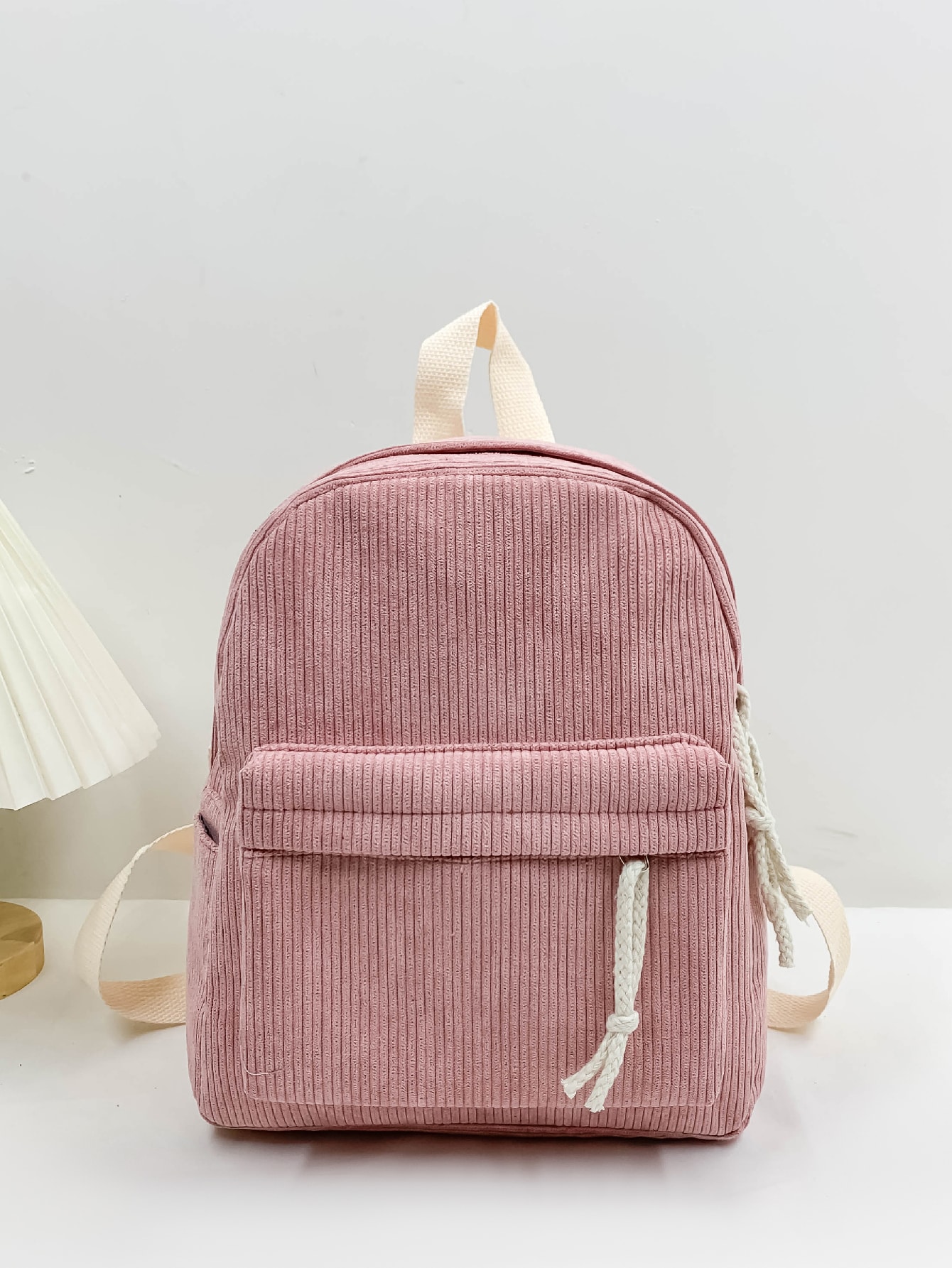 Классический рюкзак с графическим рисунком вельвета, розовый