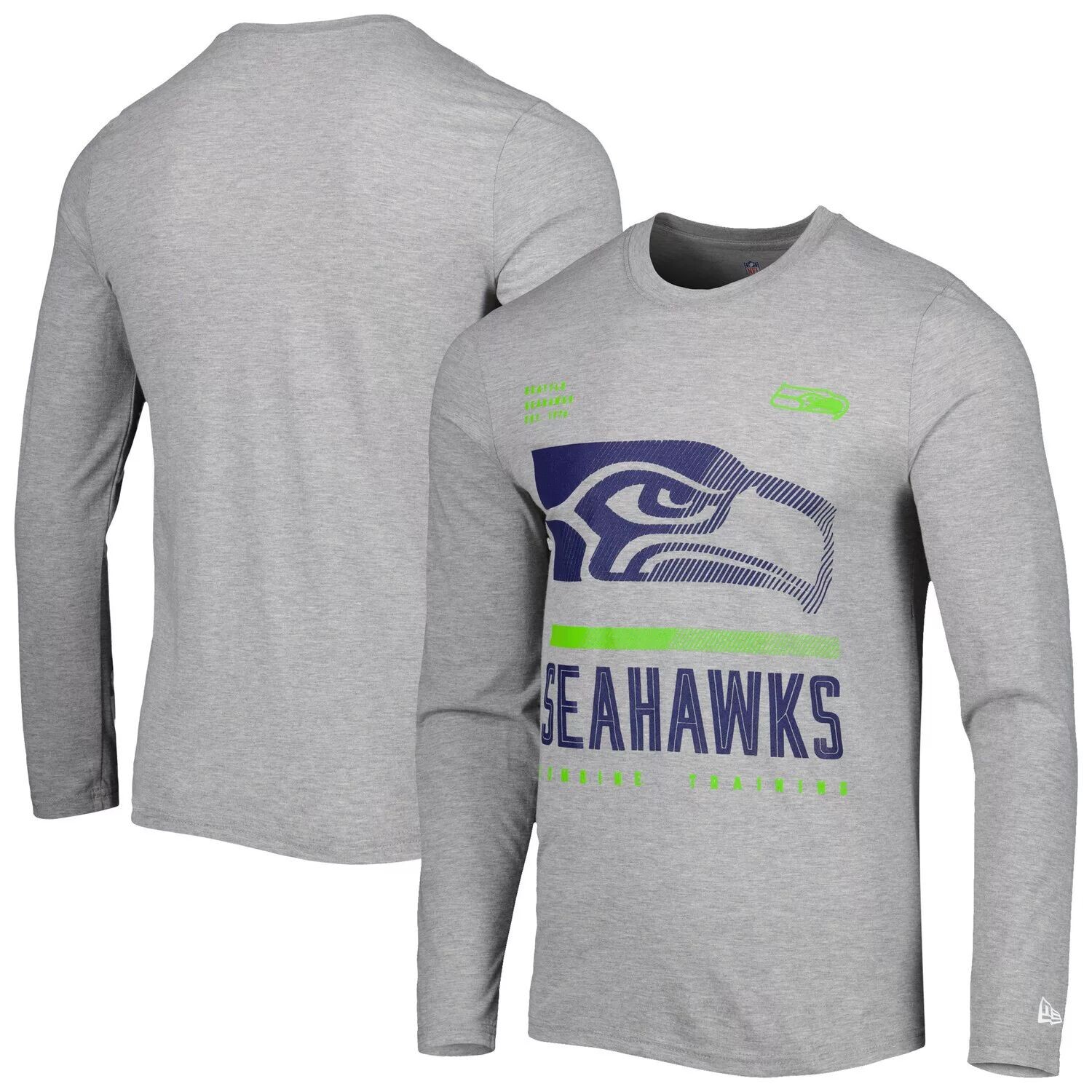 

Мужская серая футболка Seattle Seahawks с длинным рукавом Authentic Red Zone New Era, Серый