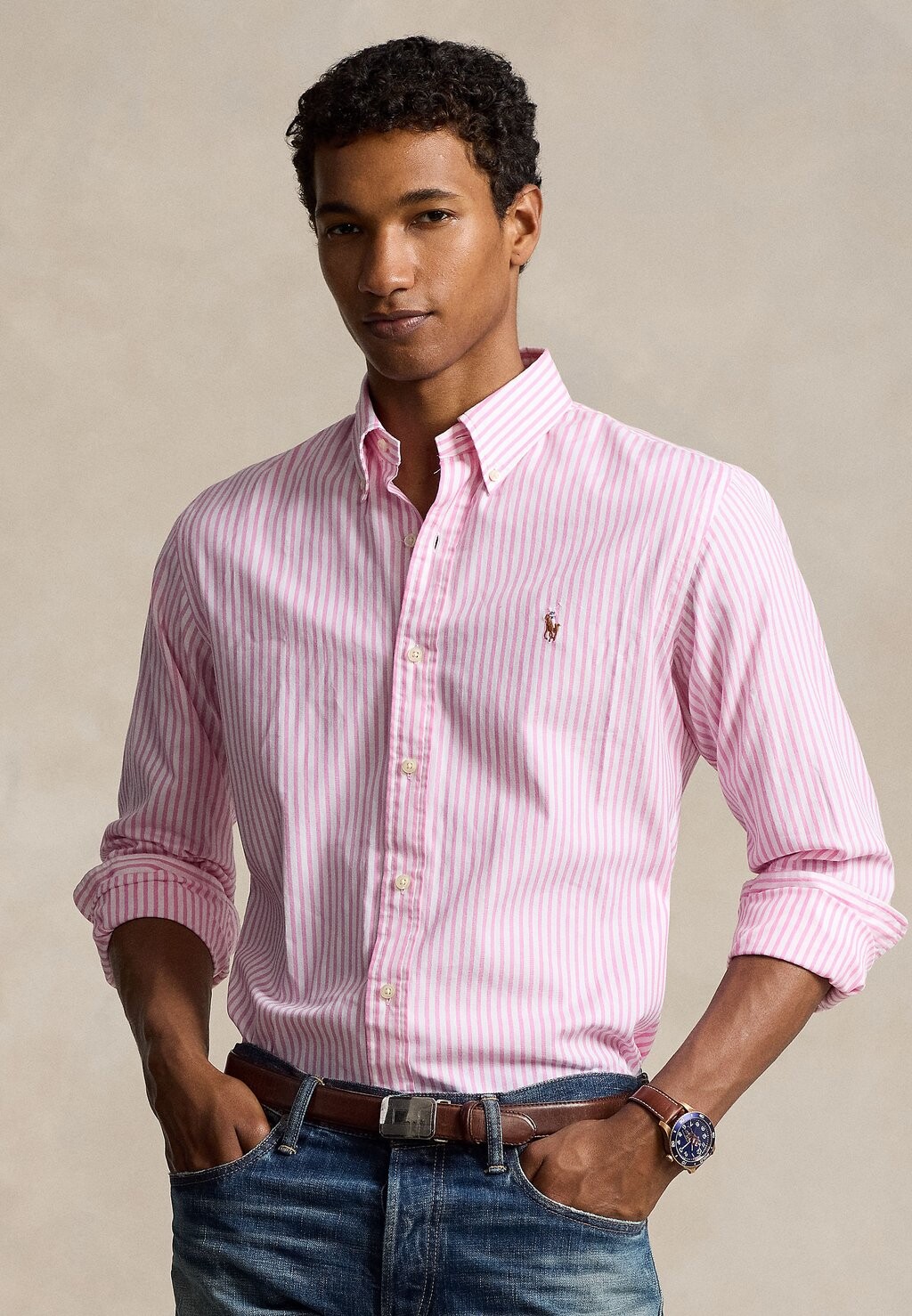 

Рубашка CUSTOM FIT STRIPED STRETCH OXFORD SHIRT Ralph Lauren, розовый