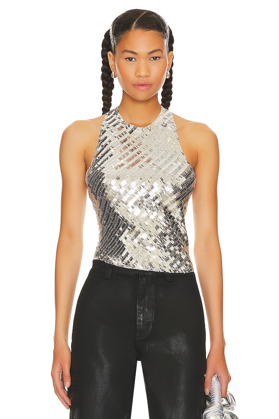 цена Футболка Free People x Intimately FP Disco Fever Cami In Silver Combo, цвет Silver Combo