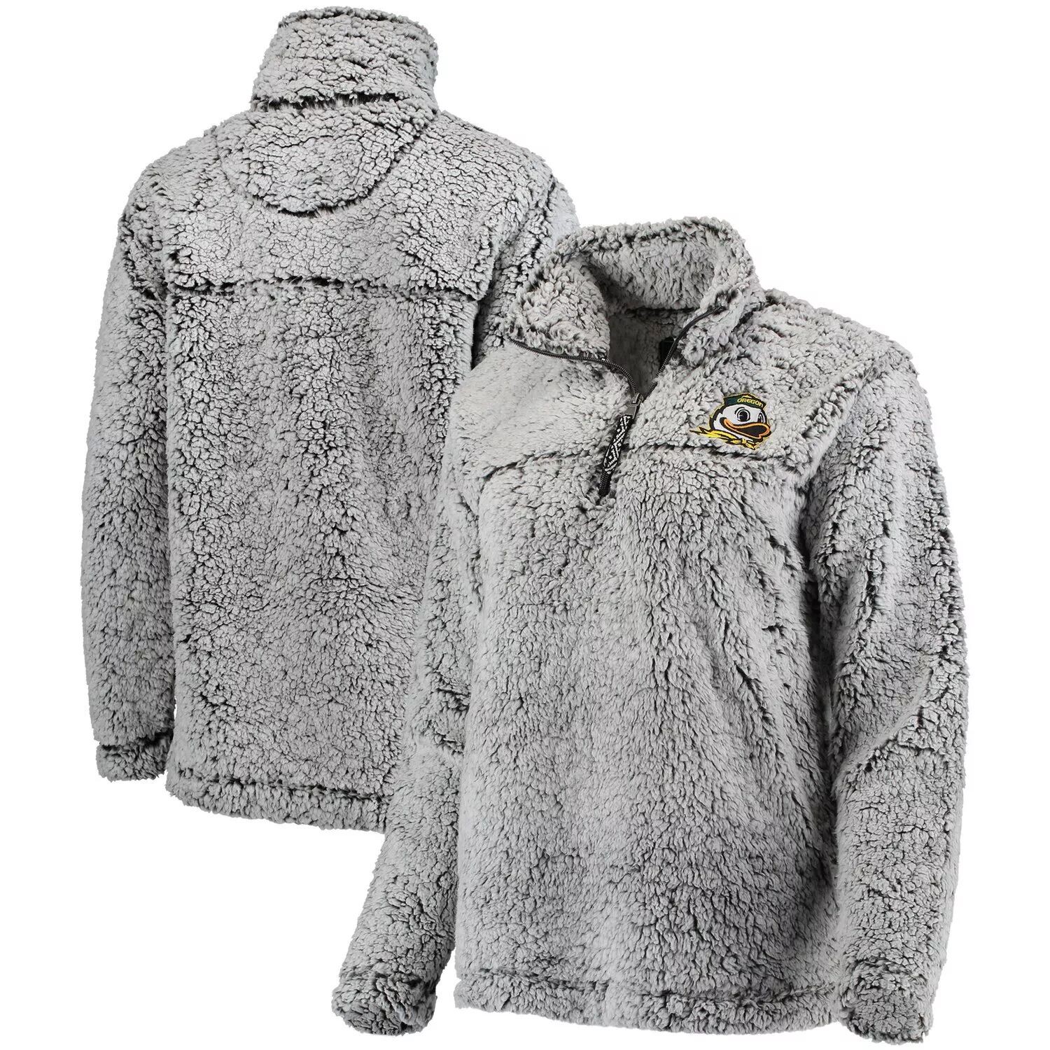 

Женский серый супермягкий пуловер с молнией в четверть Oregon Ducks Sherpa
