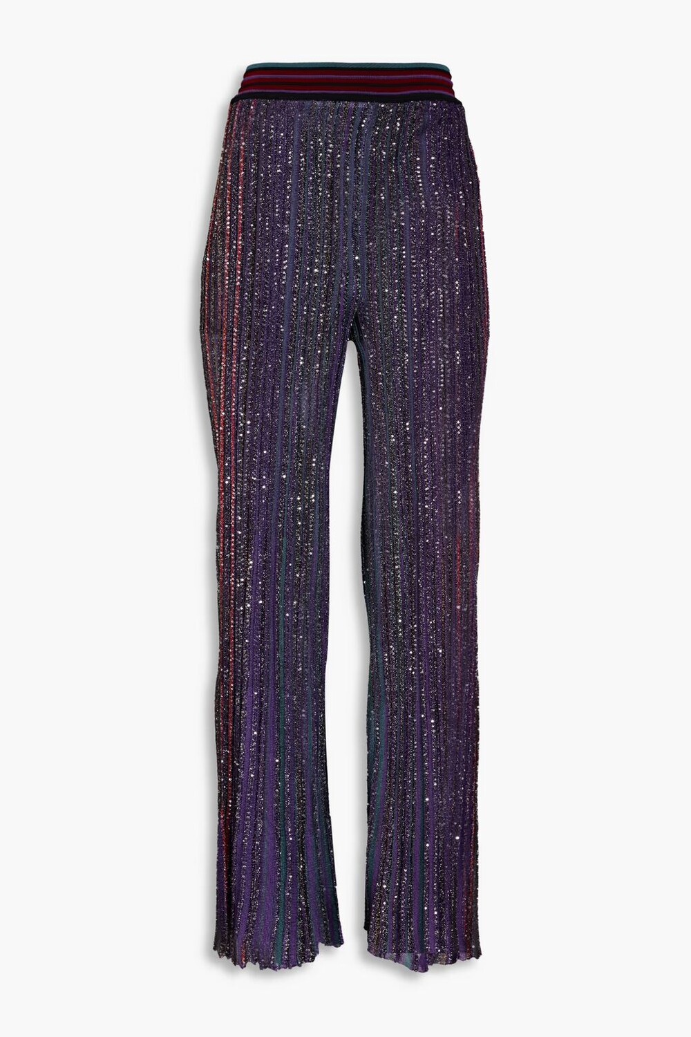 

Расклешенные брюки крючком в рубчик с пайетками Missoni, фиолетовый
