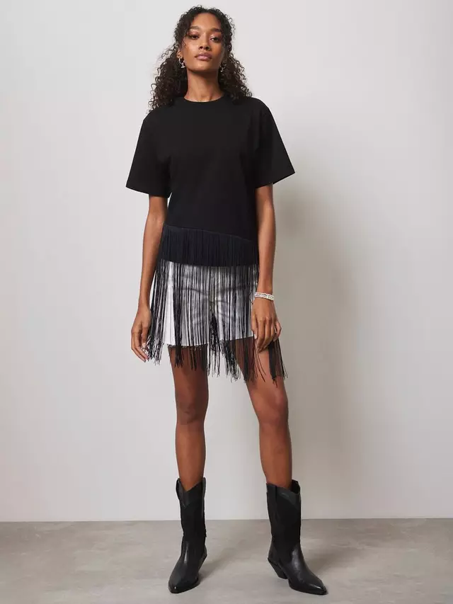 

Футболка Mint Velvet Fringed, черный