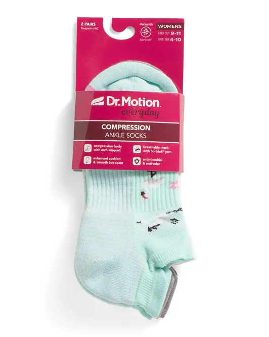 

2 пары компрессионных носков до щиколотки с изображением журавлей Dr Motion, светло-голубой