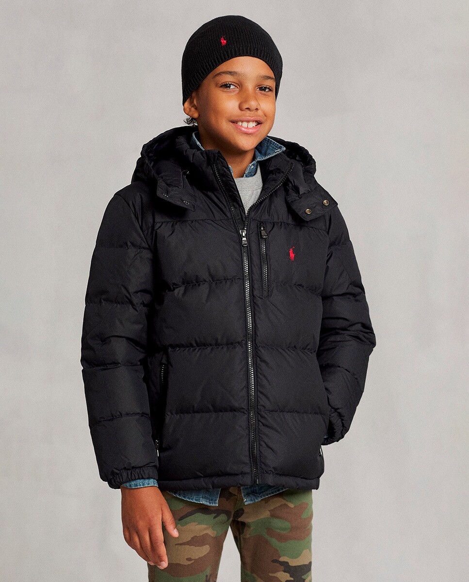 

Черный пуховик для мальчика с капюшоном Polo Ralph Lauren, черный