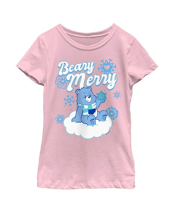 

Рождественская футболка Grumpy Bear Beary Merry Child для девочек Care Bears, розовый