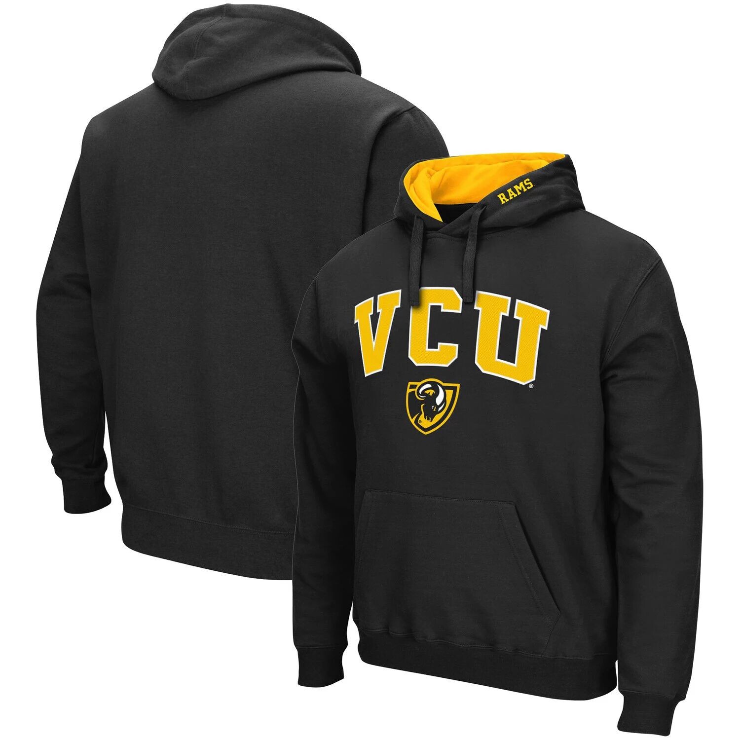 

Мужской черный пуловер с капюшоном VCU Rams Arch и Logo Colosseum