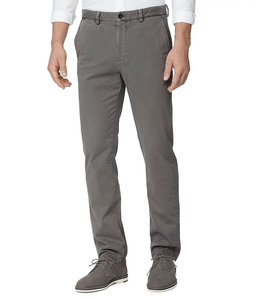 Джинсовые брюки чинос прямого кроя с плоской передней частью, выстиранные, прямого кроя Johnston & Murphy, серый