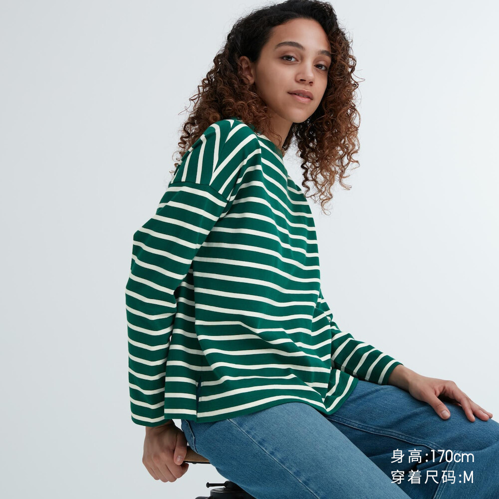 

Женская футболка Uniqlo полосатая, бирюзовый