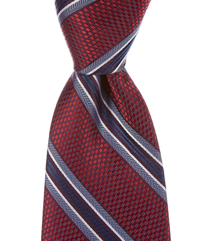hickey cathriona forest Hickey Freeman текстурированная полоска 3 Тканый шелковый галстук, красный