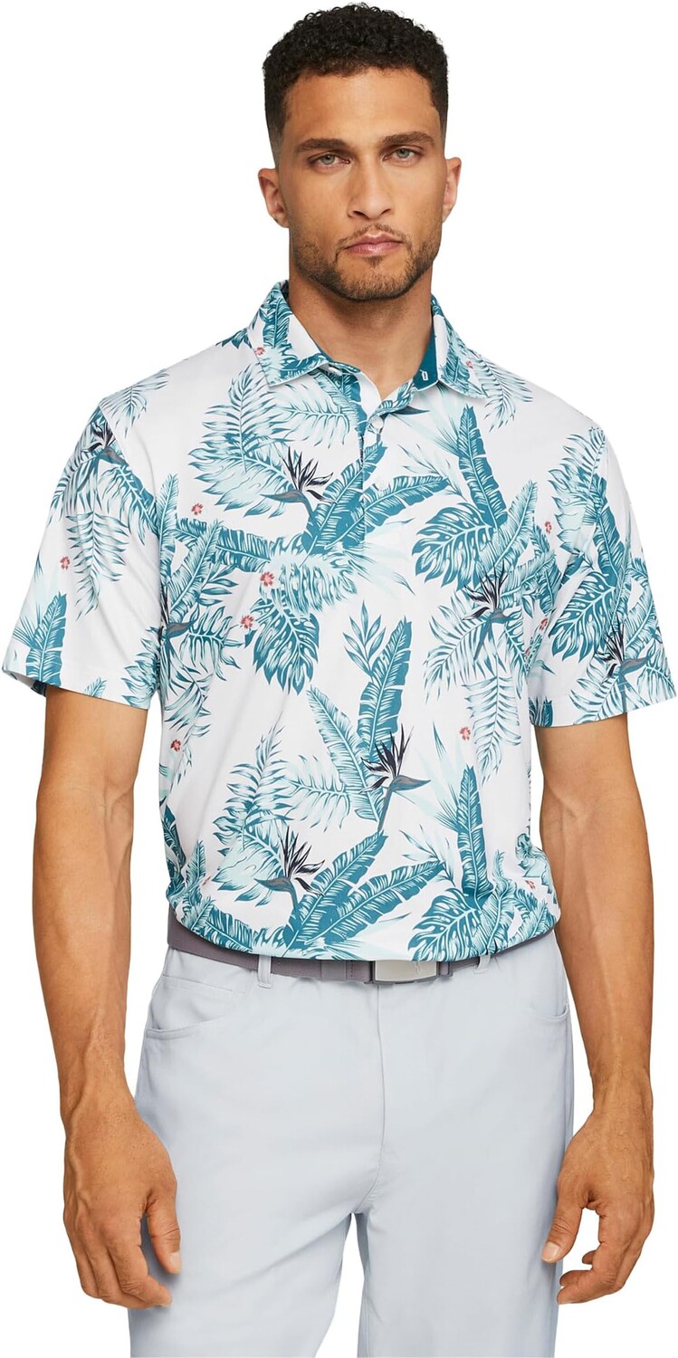 

Рубашка-поло CLOUDSPUN Aloha Polo PUMA, цвет White Glow/Pacific Green
