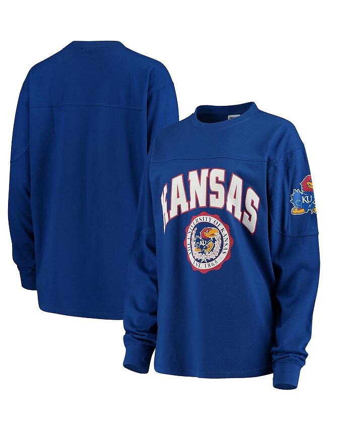 

Женская футболка с длинным рукавом Royal Kansas Jayhawks Edith Pressbox, синий