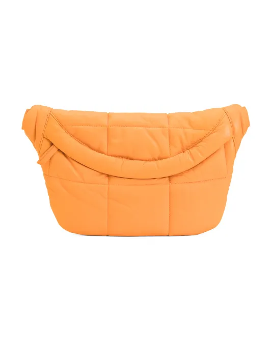 

Объемная стеганая сумка-слинг из овчины Stylism, цвет Orange