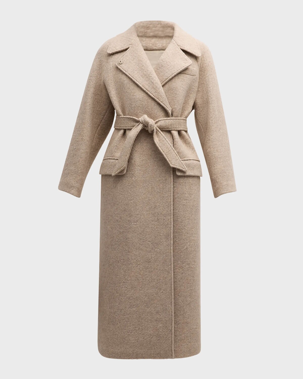 

Пальто макси с запахом из букле с поясом Emporio Armani, цвет Solid Medium Beige