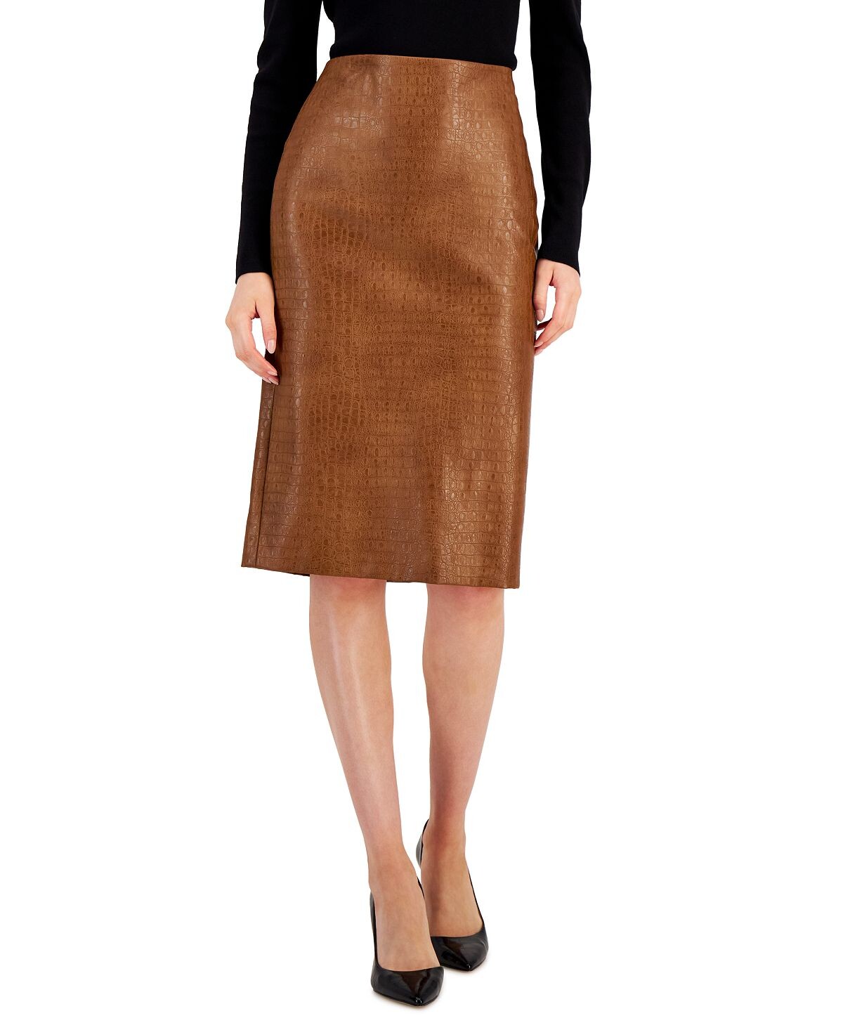 

Женская юбка-карандаш из искусственной крокодиловой кожи Anne Klein