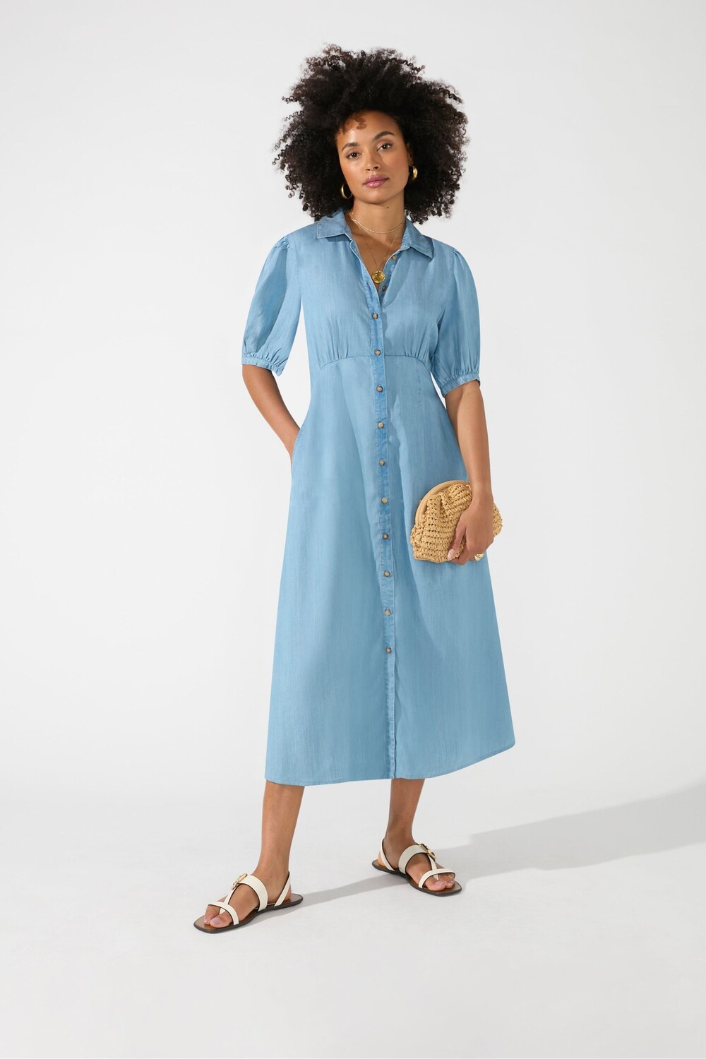 

Синее платье миди из волокна Tencel Ro&Zo, синий
