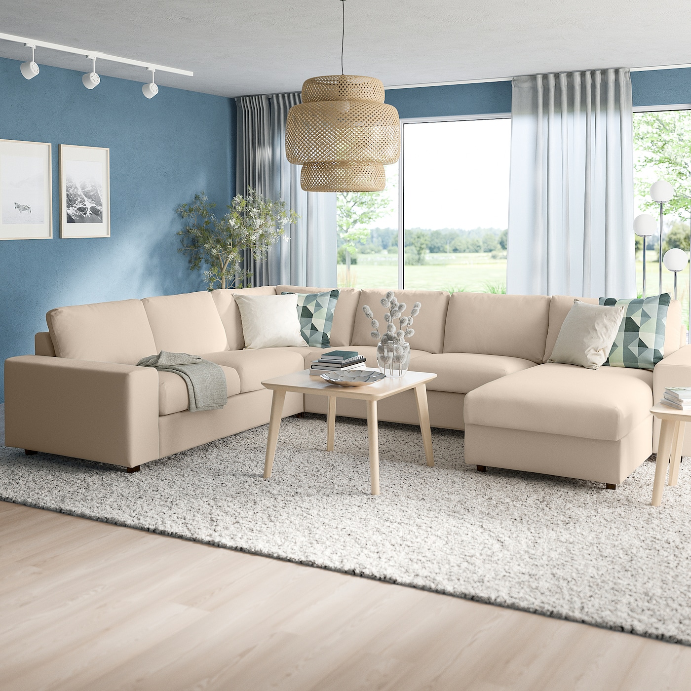 ВИМЛЕ Диван угловой, 5-местный. диван+диван, с широкими подлокотниками/Халларп бежевый VIMLE IKEA цена и фото