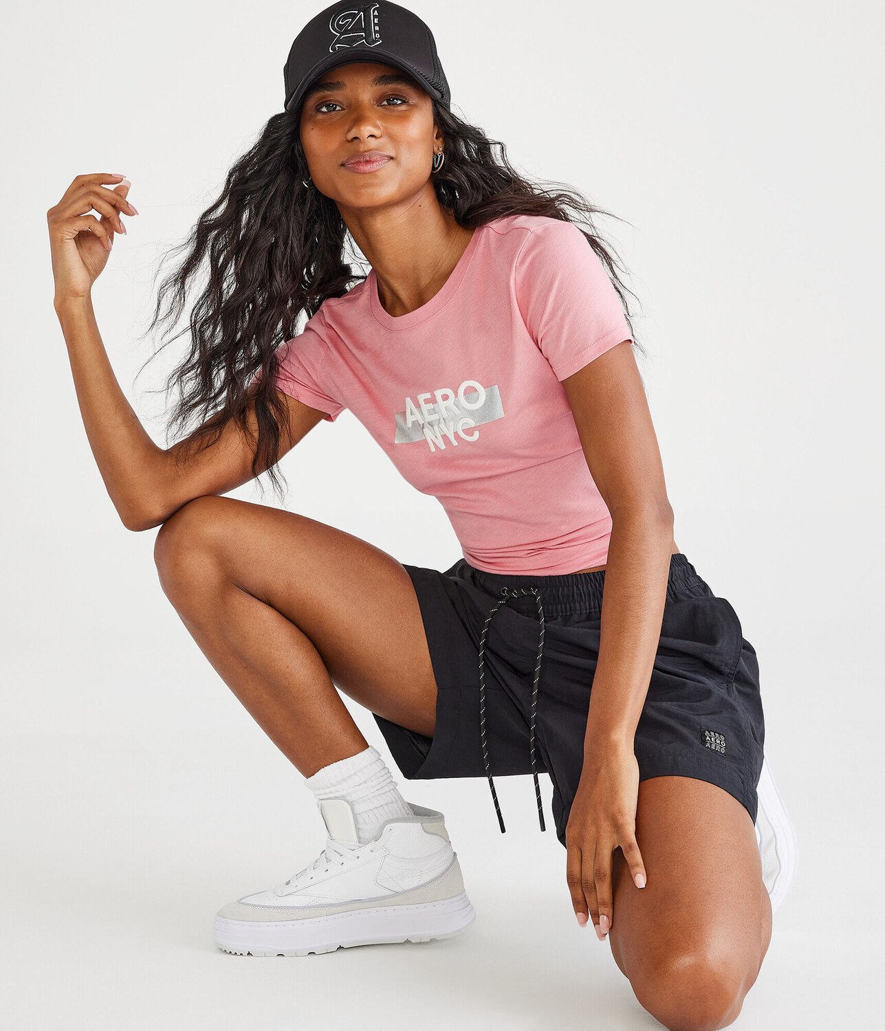 

Футболка из фольги с графическим рисунком Aero NYC Box Logo Aeropostale, розовый