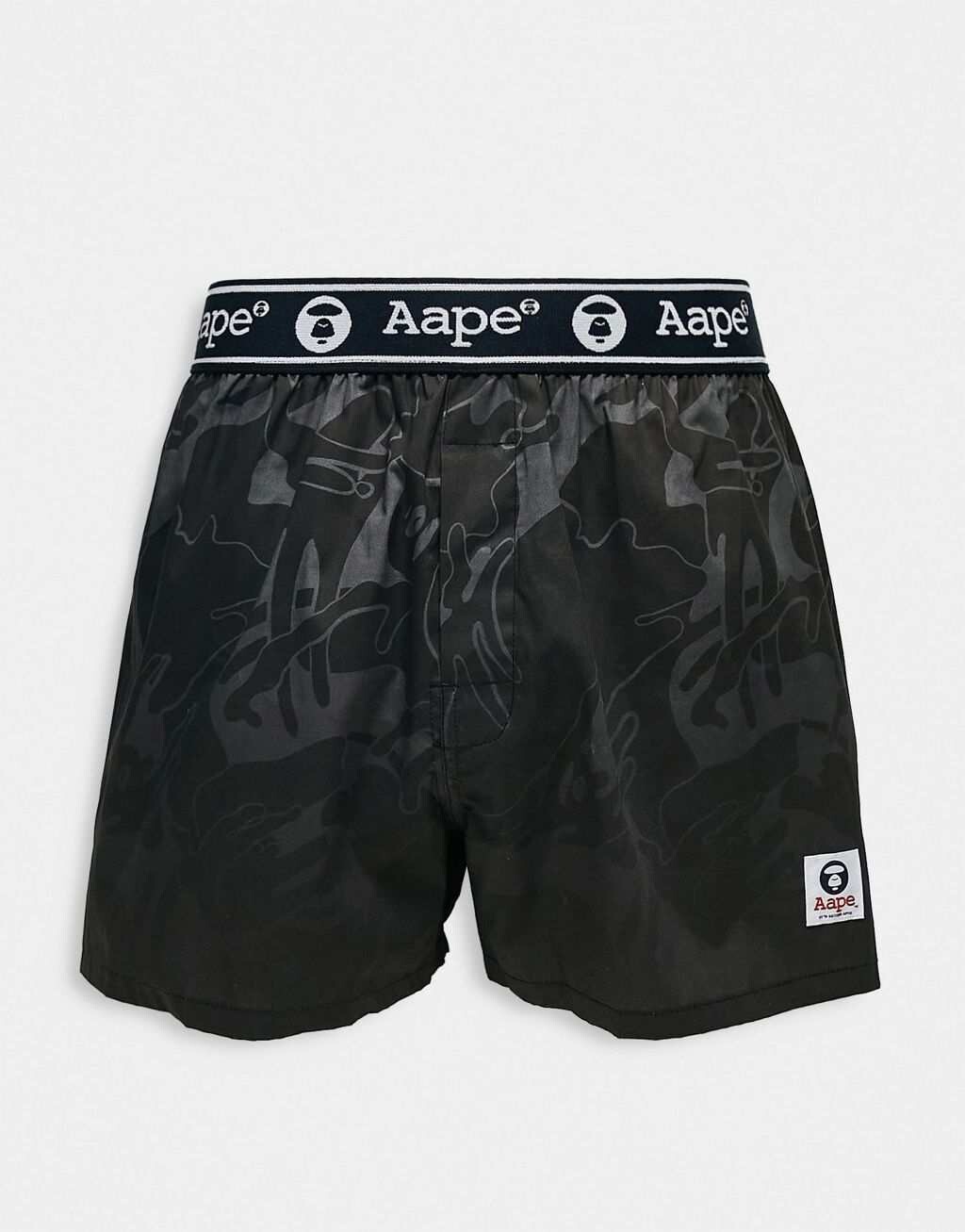 

Черные хлопковые боксеры Aape by A Bathing Ape с камуфляжным принтом и поясом с логотипом