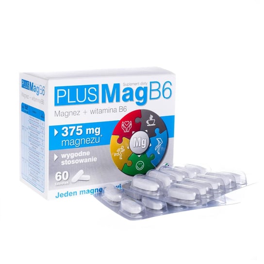 PlusMag B6, Магний + витамин B6, 60 таблеток ASA магний b6 форте 50 таблеток