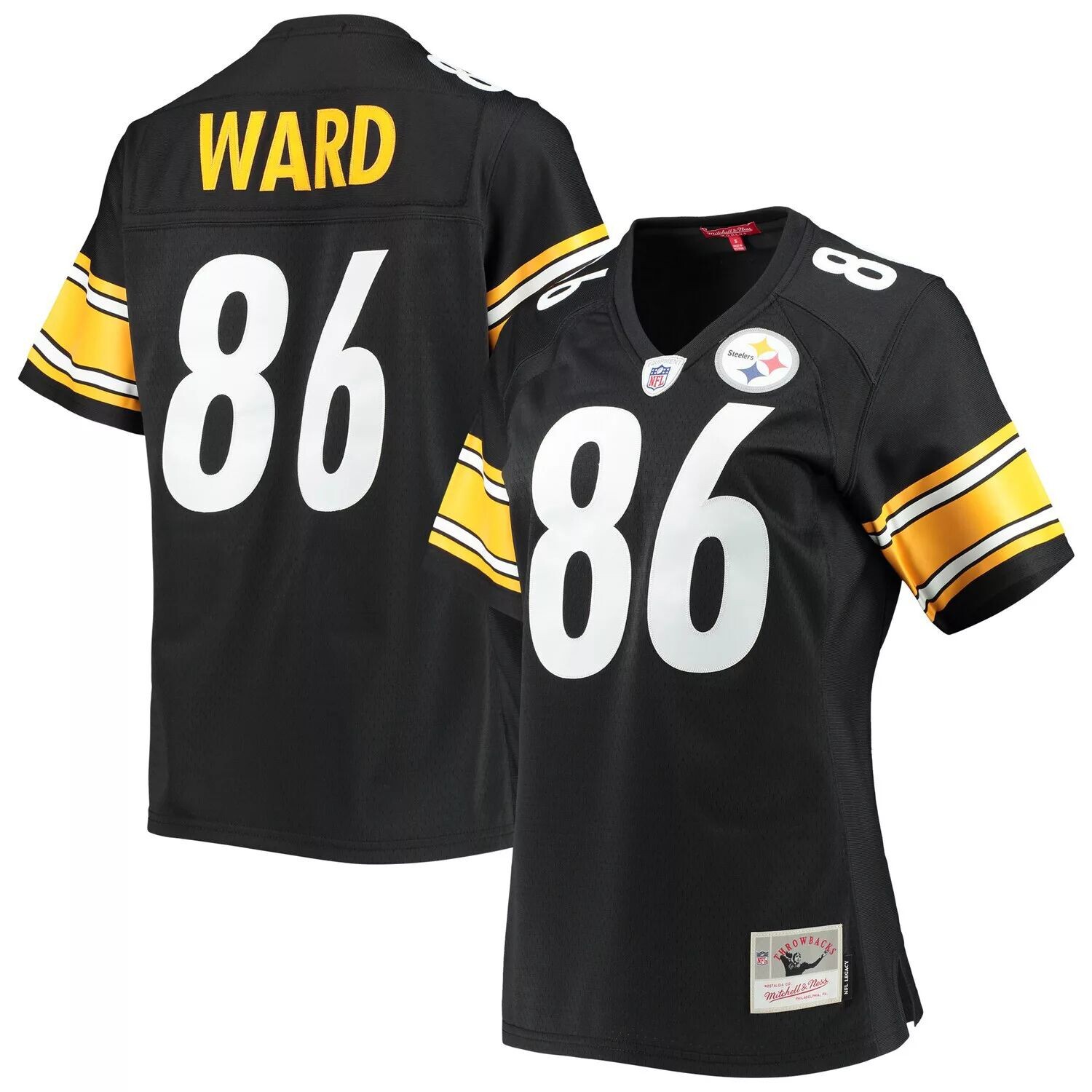 

Женская черная футболка Mitchell & Ness Hines Ward Pittsburgh Steelers Legacy Replica Player