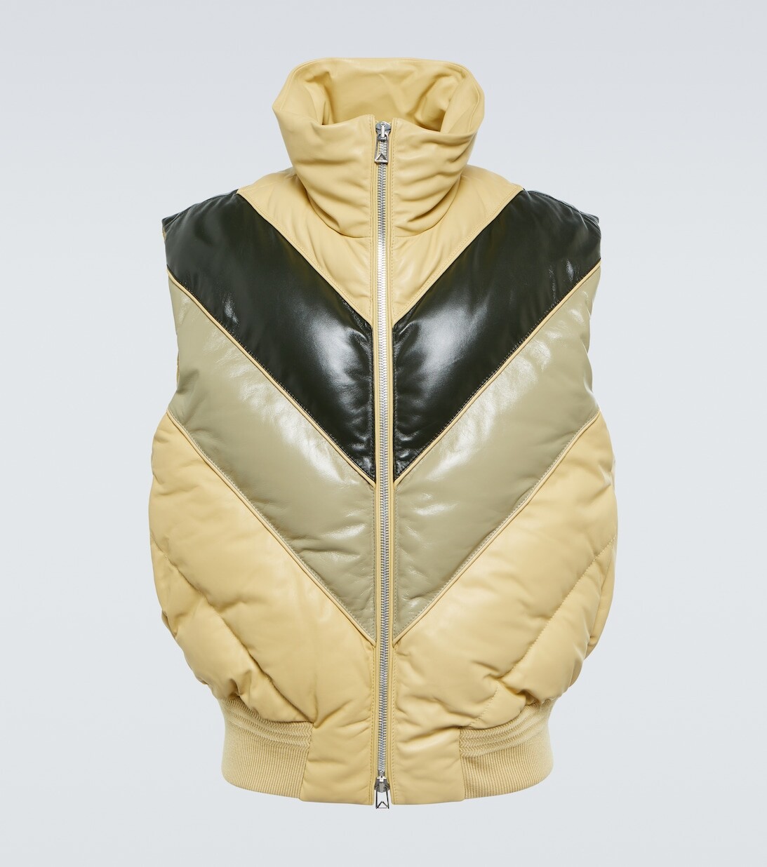 

Пуховик из стеганой кожи Bottega Veneta, желтый