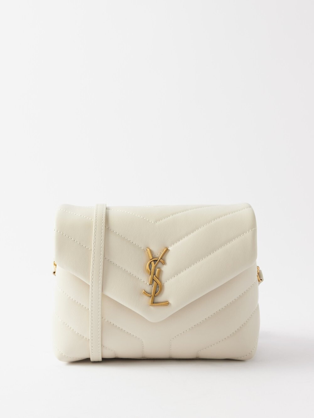 

Стеганая кожаная сумка через плечо loulou toy Saint Laurent, белый