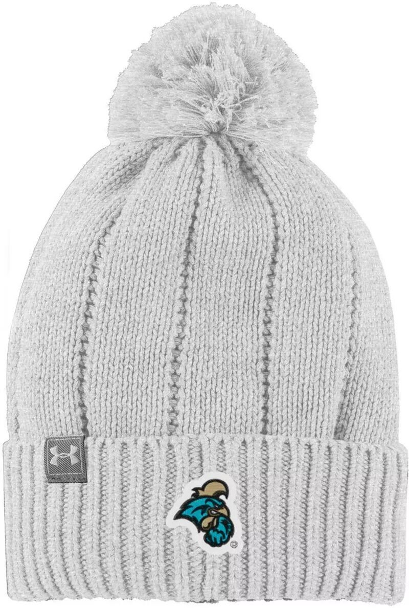 

Женская вязаная шапка-бини Under Armour Coastal Carolina Chanticleers Silver Heather с помпонами