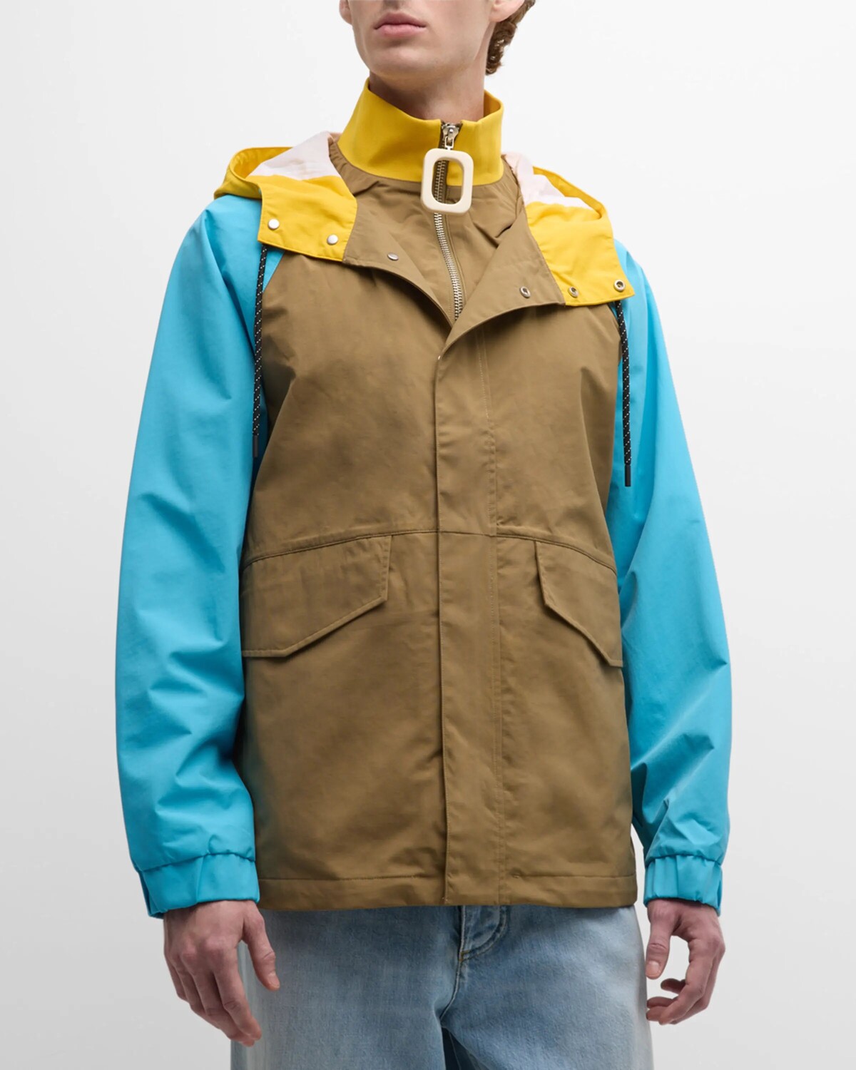 

Мужская короткая парка с цветными блоками JW Anderson, цвет Beige/Multi