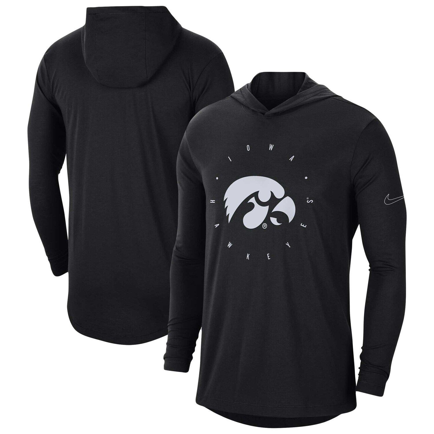 

Мужская черная футболка с капюшоном и длинными рукавами Iowa Hawkeyes Campus Tri-Blend Performance Nike, Черный