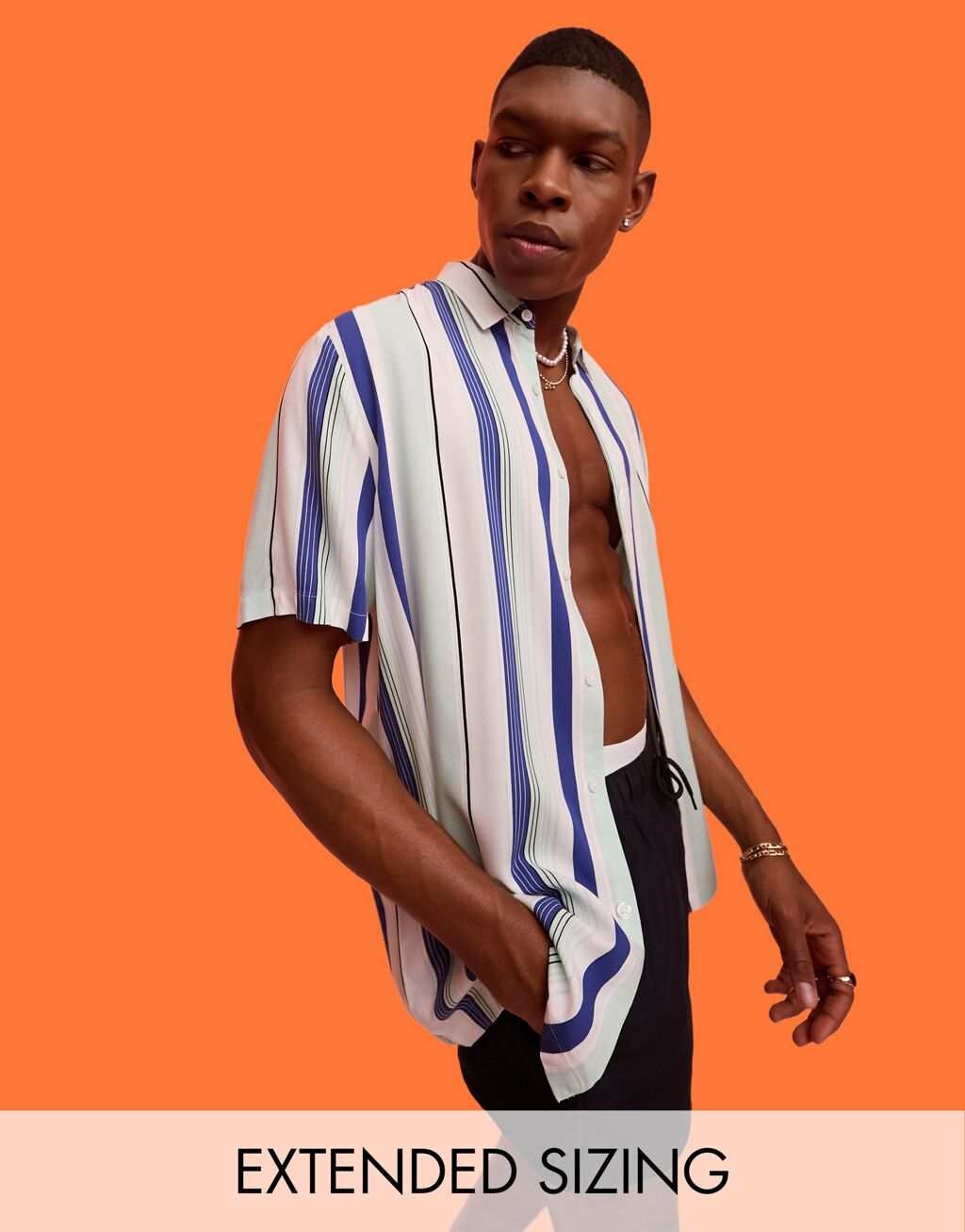 

Свободная рубашка в синюю полоску ASOS DESIGN