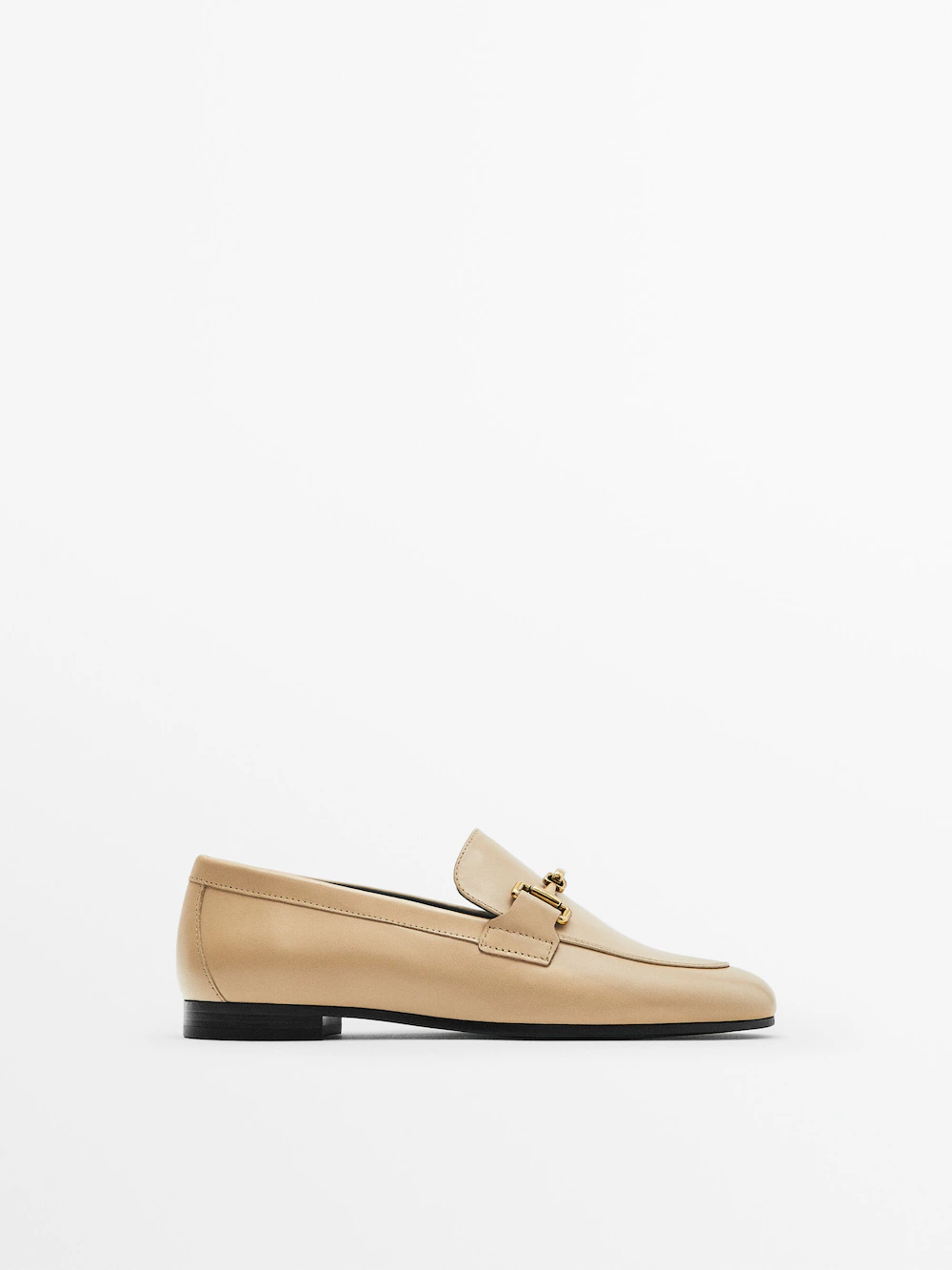 

Кожаные лоферы с металлической пряжкой Massimo Dutti, коричневый