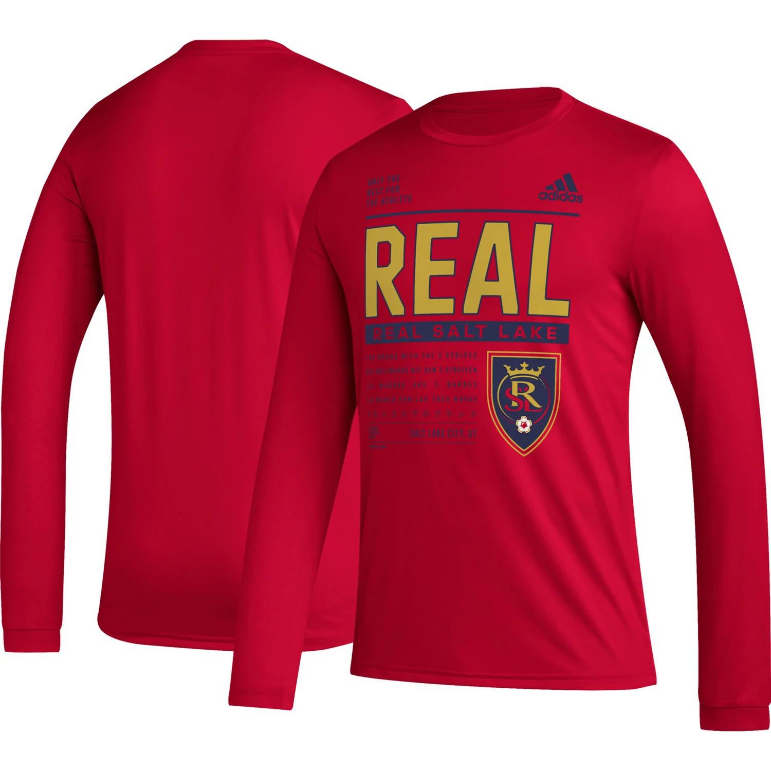 

Мужская красная футболка Real Salt Lake Club DNA с длинным рукавом adidas, Красный