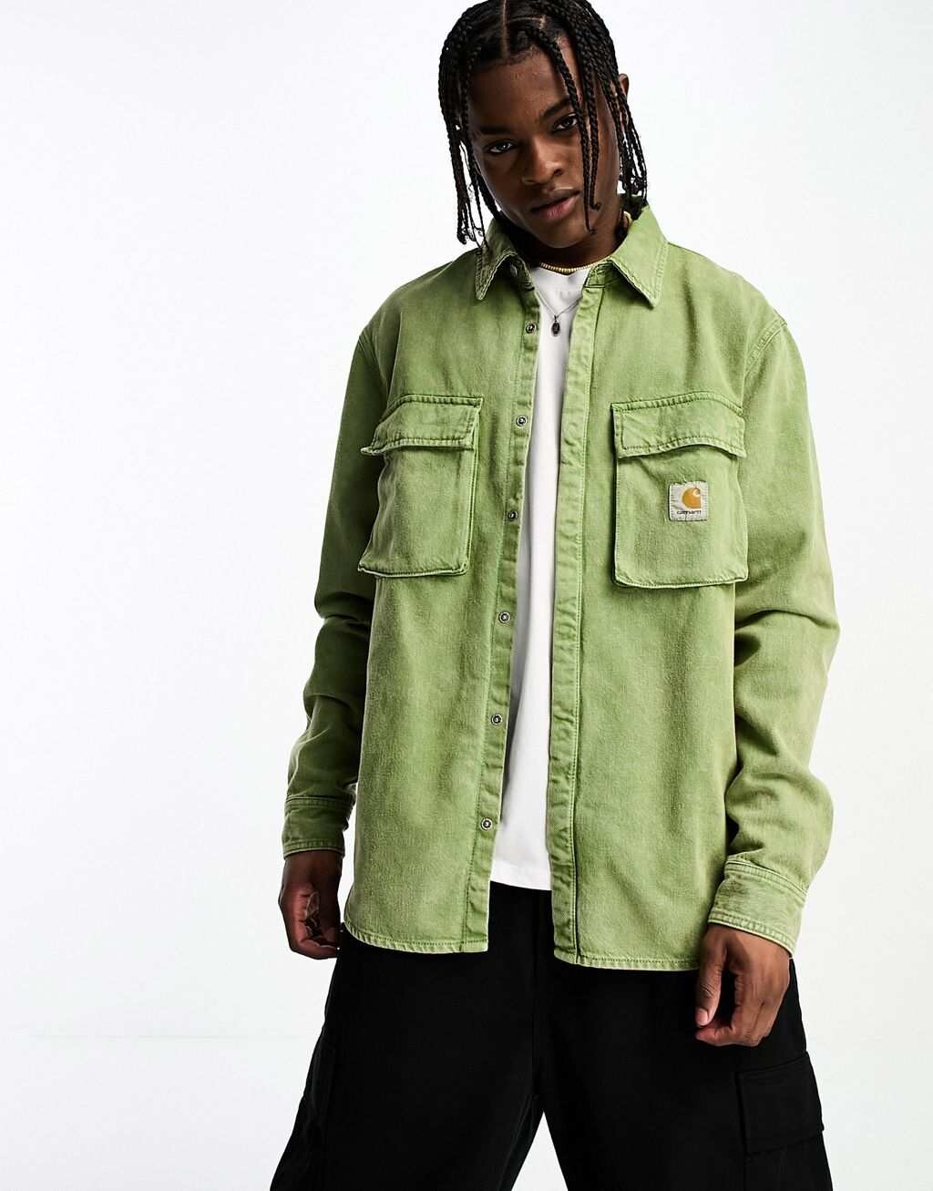 

Зеленая рубашка с карманами Carhartt WIP monterey