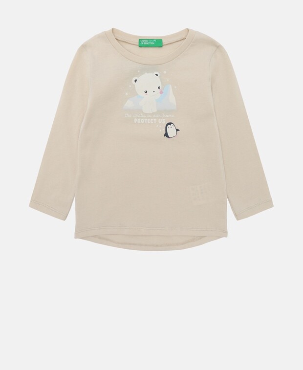 

Топ с длинными рукавами United Colors of Benetton, песочный