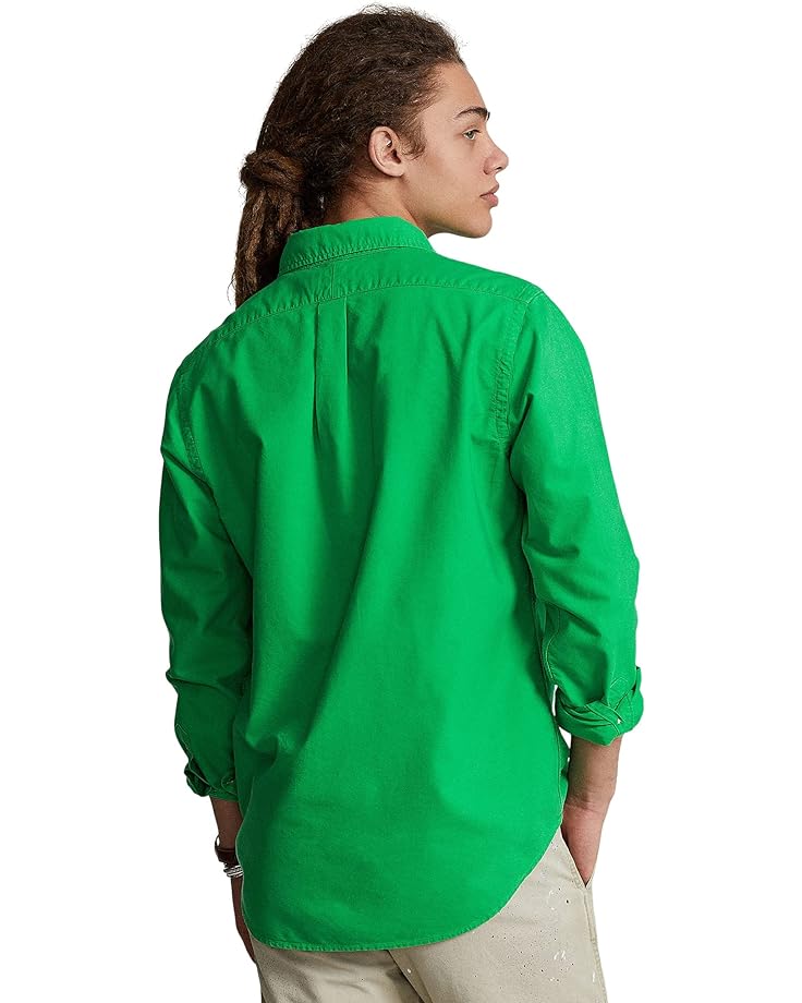 Рубашка Polo Ralph Lauren Classic Fit Long Sleeve Garment Dyed Oxford Shirt, цвет Golf Green цена и фото