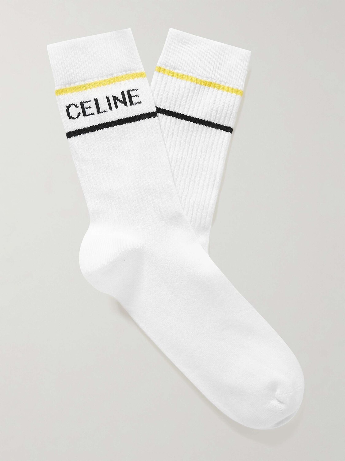 

Полосатые носки из смесового хлопка Celine Homme, белый